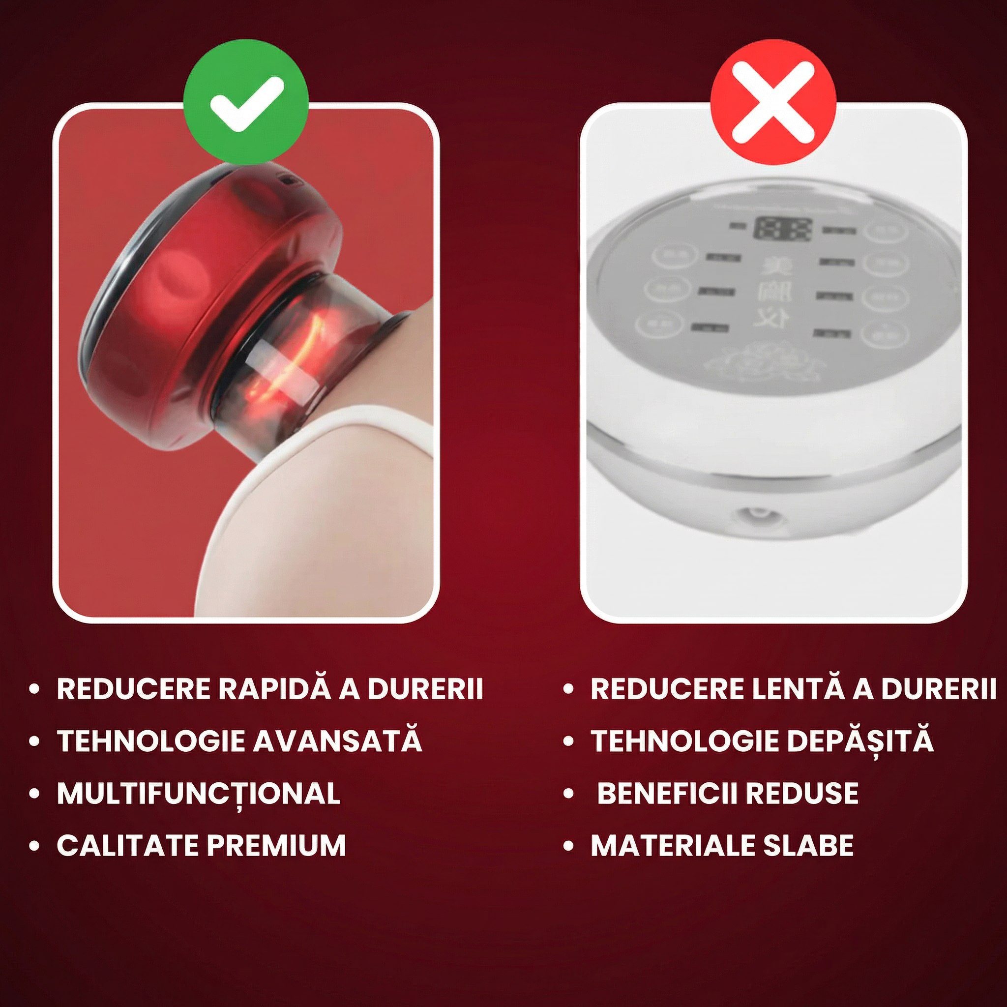 Aparat Electric cu Ventuze pentru Masaj, Încălzire și Relaxare Musculară