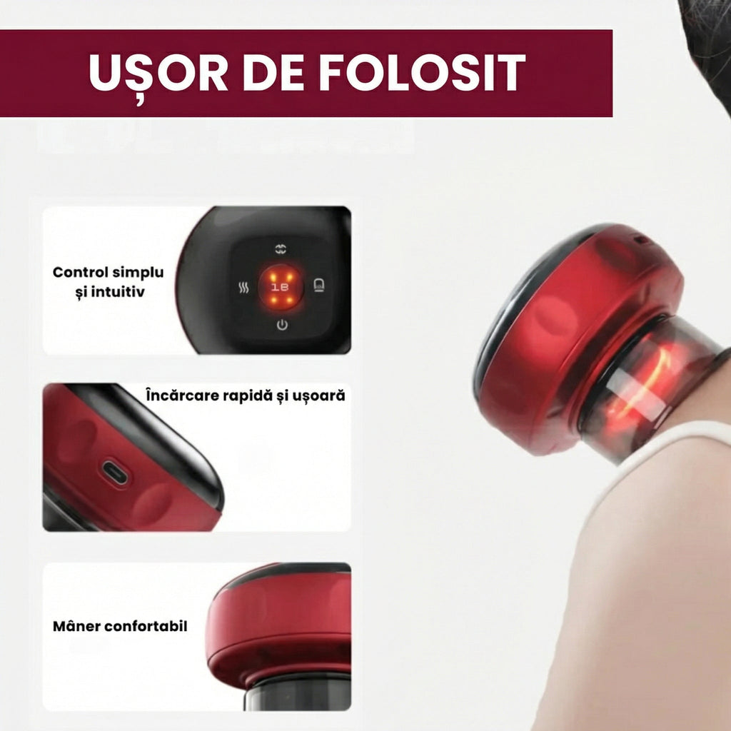 Aparat Electric cu Ventuze pentru Masaj, Încălzire și Relaxare Musculară