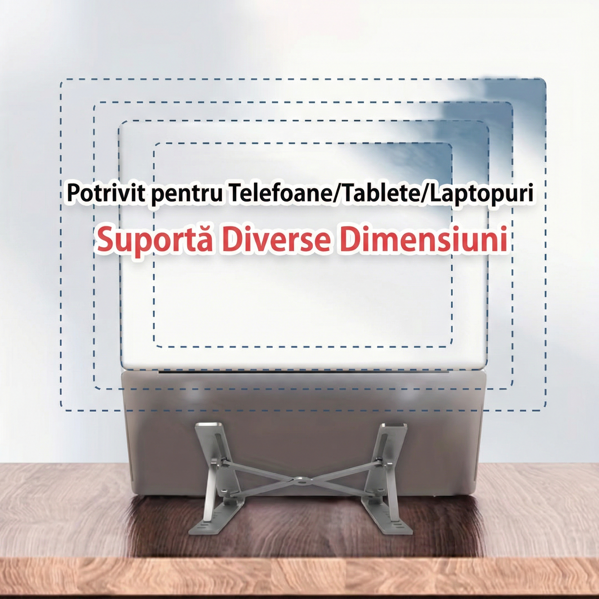 Suport Portabil pentru Laptop de Aluminiu cu Bază de Răcire Pliabilă și Ajustabilă