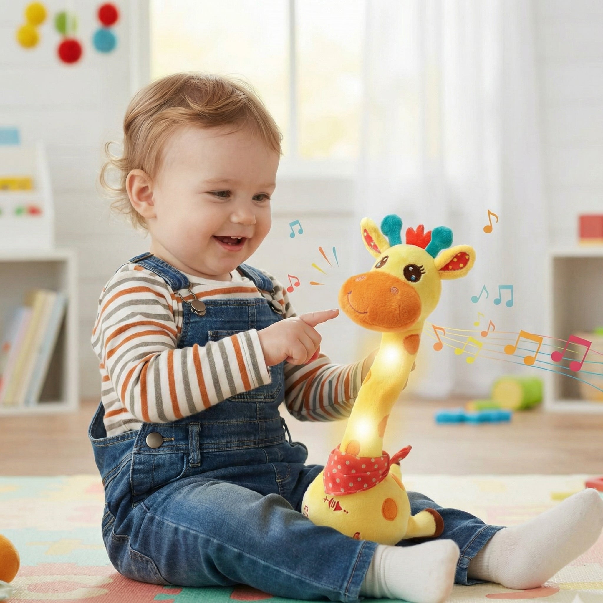 Girafa Dansatoare - Girafă de Pluș Interactivă, Cântă 60 de Cântece, Dansează pe Ritm, Repetă Cuvintele