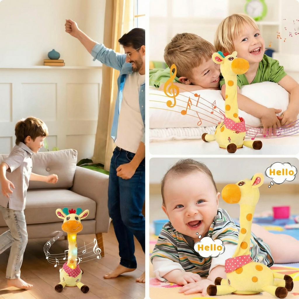 Girafa Dansatoare - Girafă de Pluș Interactivă, Cântă 60 de Cântece, Dansează pe Ritm, Repetă Cuvintele