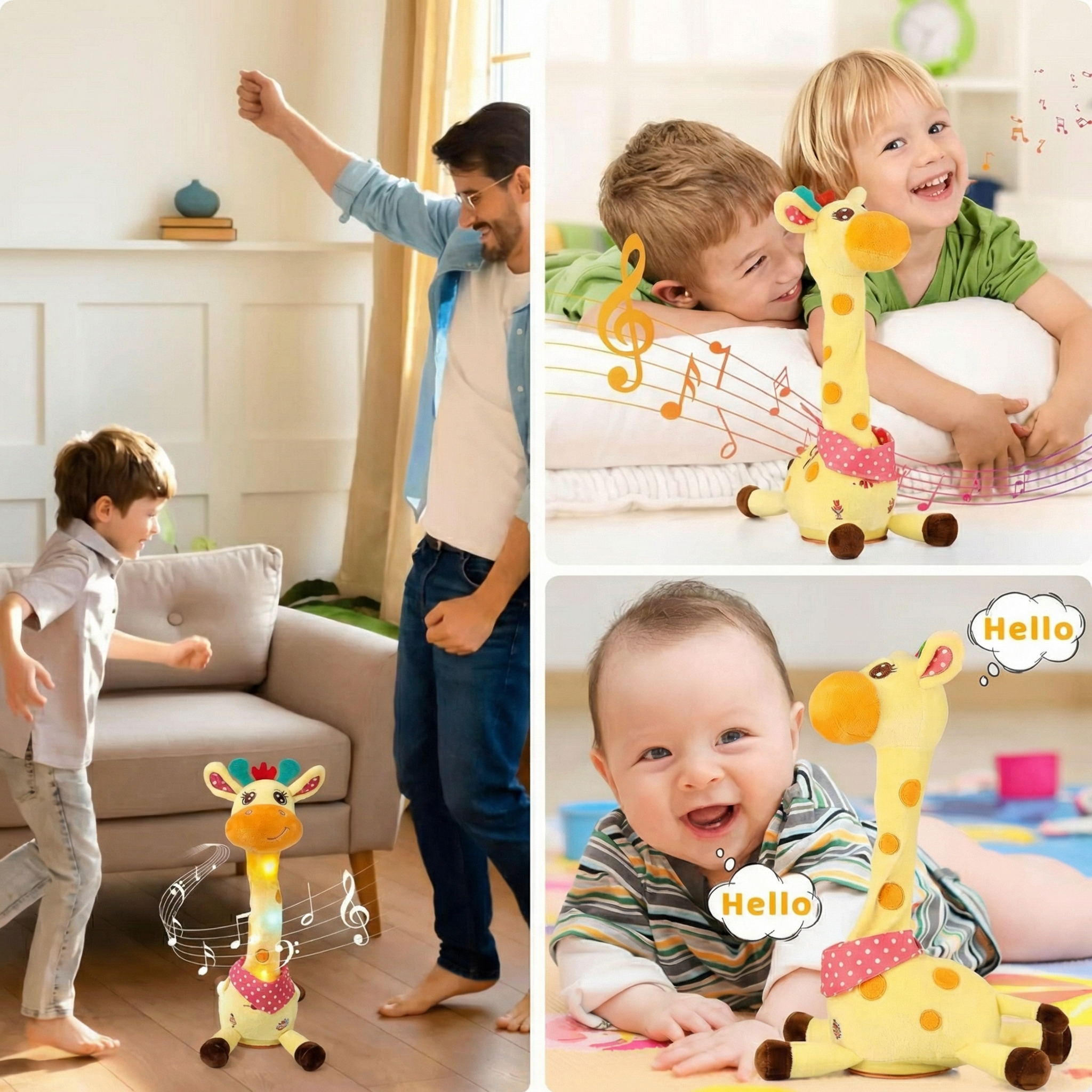 Girafa Dansatoare - Girafă de Pluș Interactivă, Cântă 60 de Cântece, Dansează pe Ritm, Repetă Cuvintele