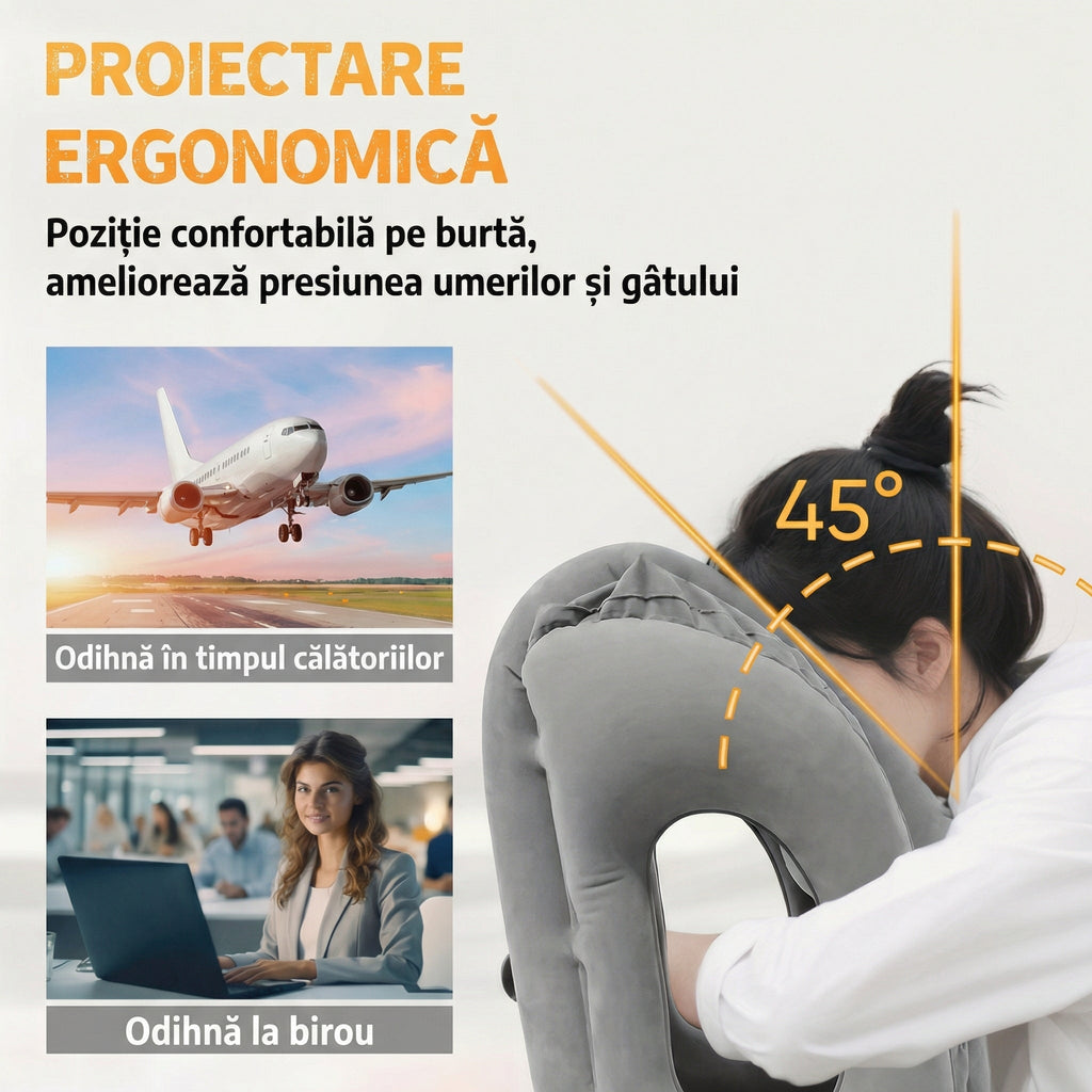 Pernă Ergonomică Gonflabilă pentru Călătorii