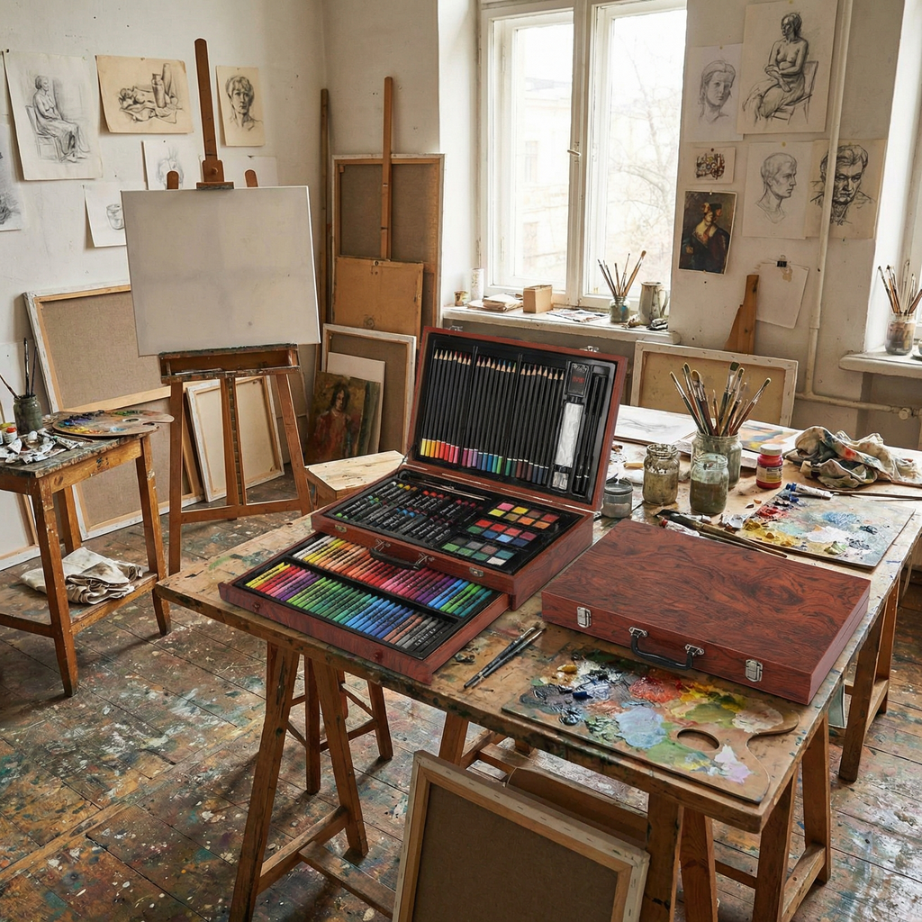 Set de Pictură și Desen din Lemn din 143 de Piese
