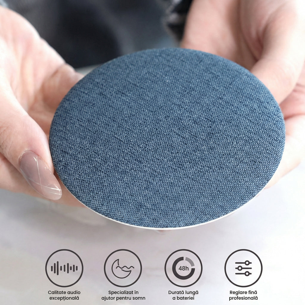 Boxă Tip Pernă Ultra-Subțire pentru Somn, cu Sunet Alb și Player Audio, Bluetooth, 5W, Baterie 200–500 mAh