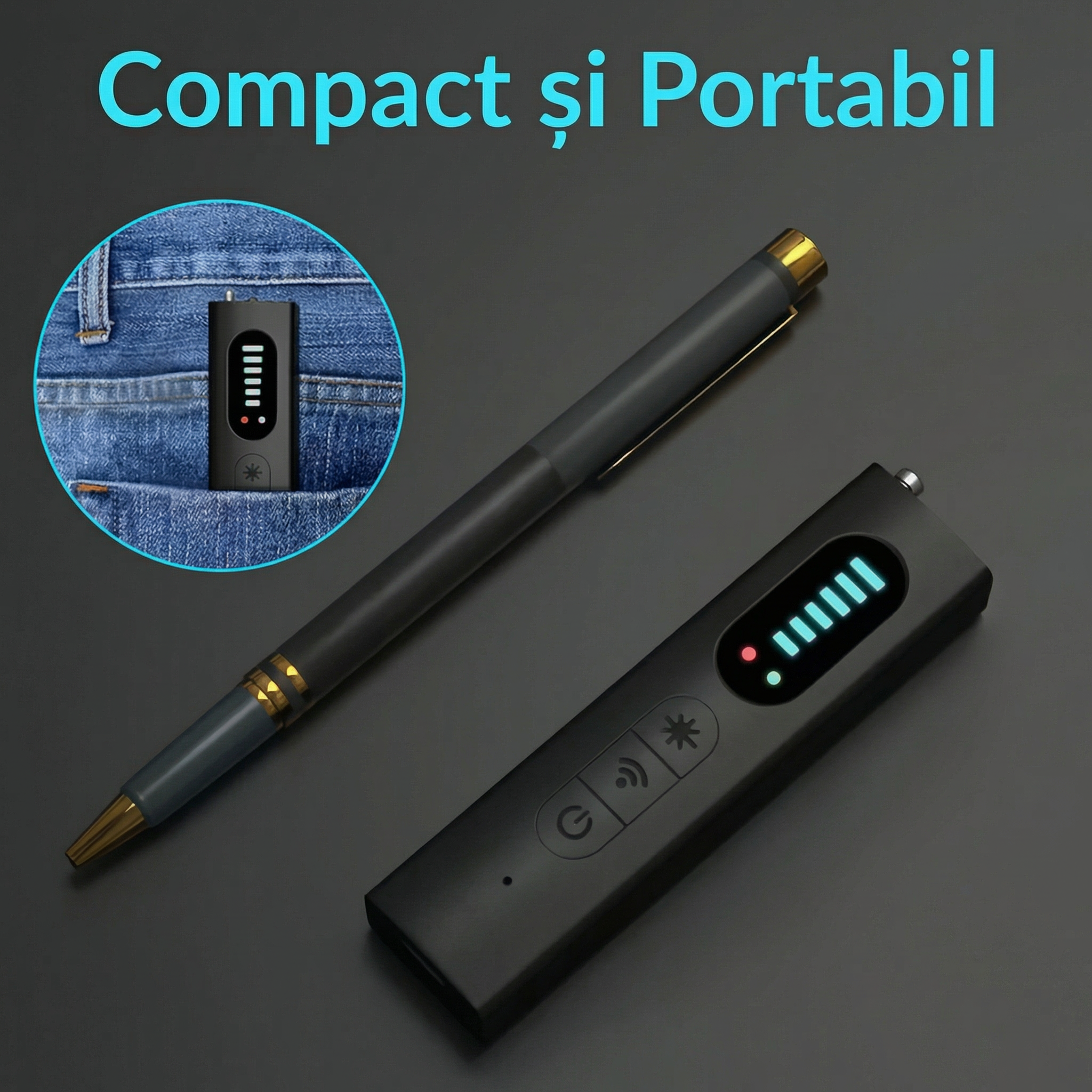 Detector Portabil de Dispozitive, Trackere GPS și Dispozitive de Ascultare Wireless cu 25 de Niveluri