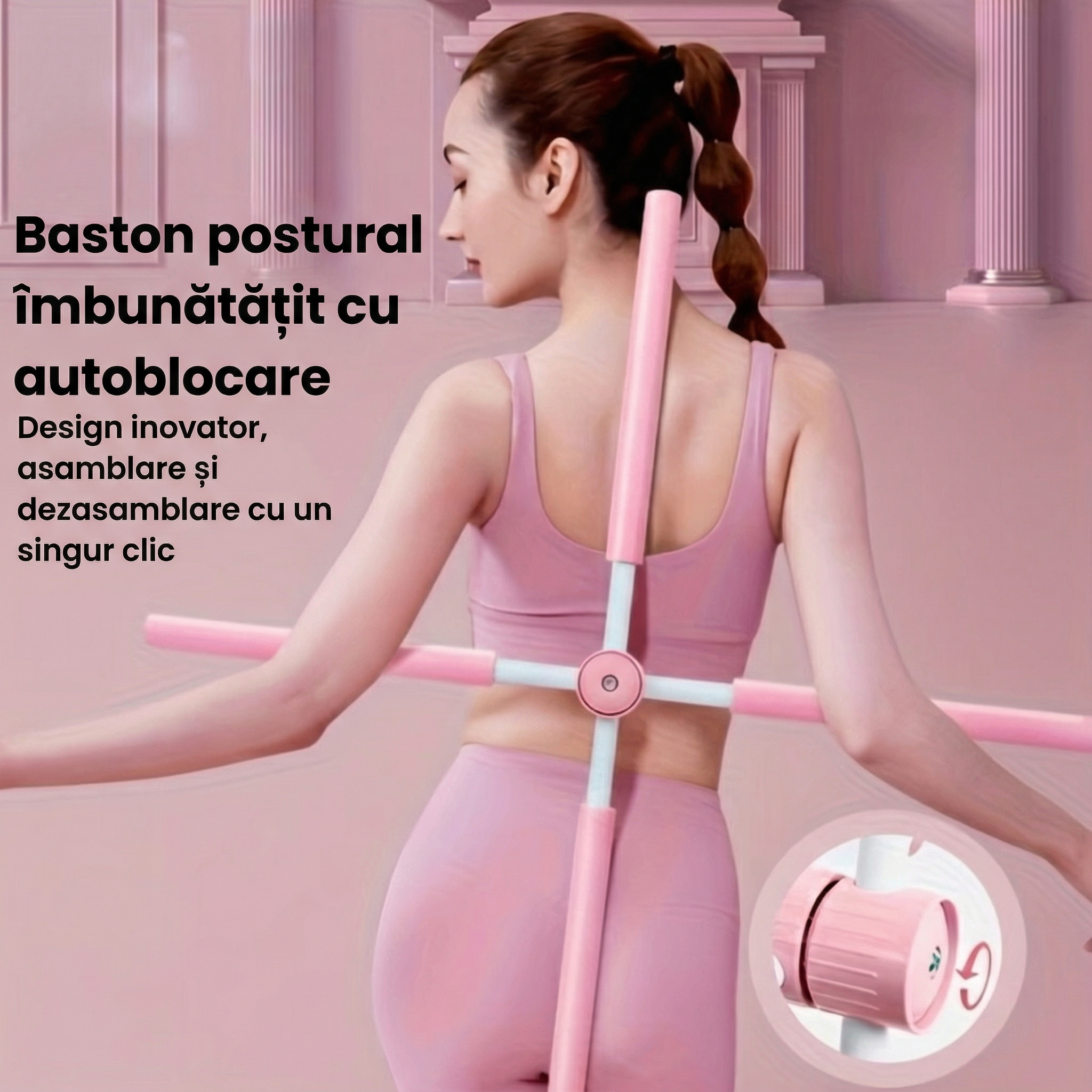 Baston de Yoga pentru Corectarea Posturii Exerciții de Pilates
