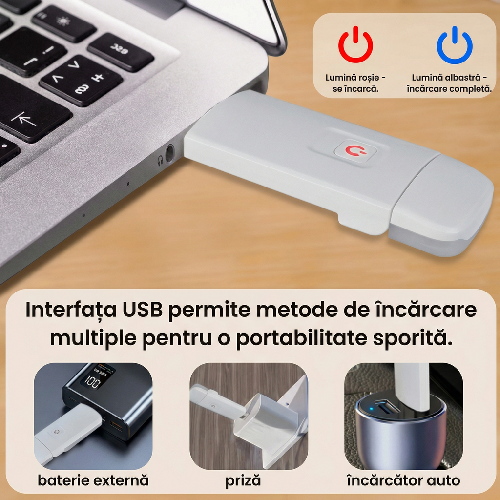 Lampă de Citit cu LED, Încărcabilă,  cu Luminozitate Reglabilă, Portabilă și Alimentată prin USB