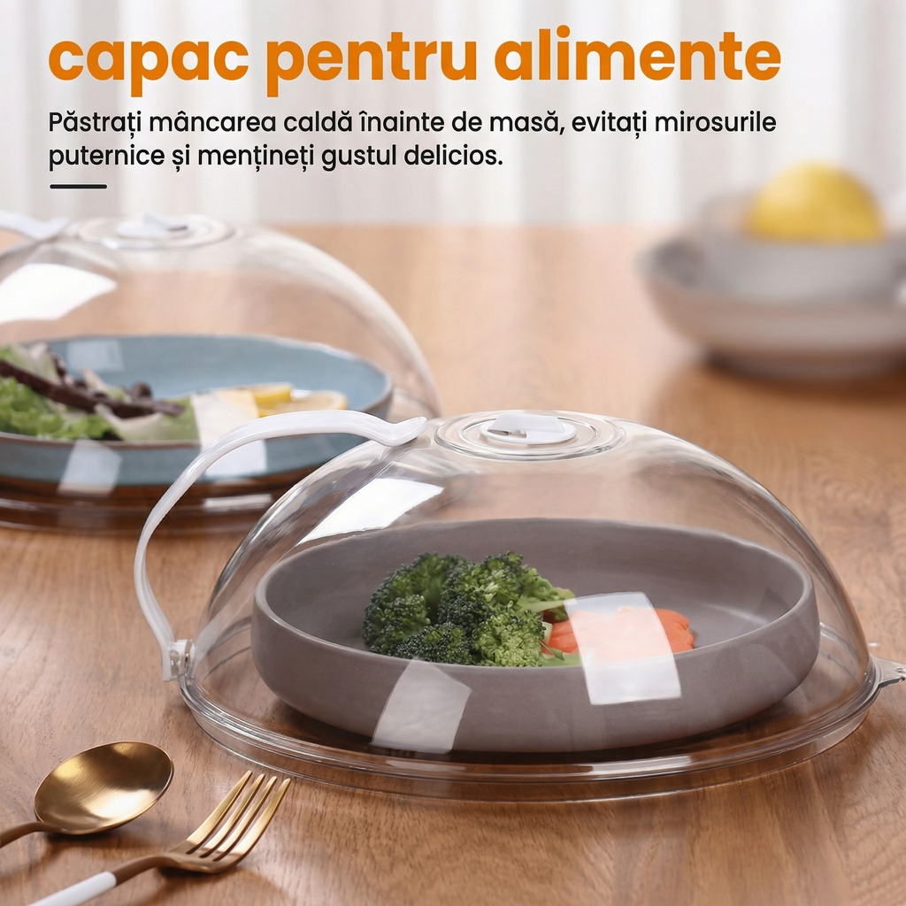 Capac Profesional pentru Microunde, Rezistent la Temperaturi Înalte și Stropire, cu Mâner, Acoperire Termorezistentă pentru Păstrarea Mâncării