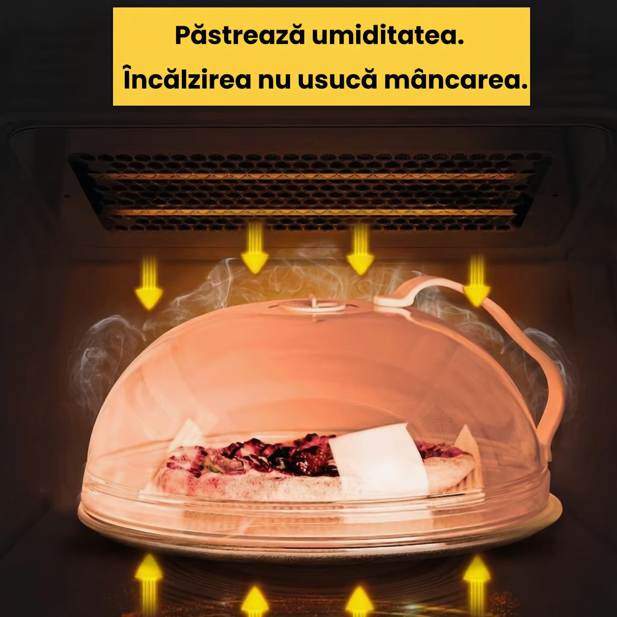 Capac Profesional pentru Microunde, Rezistent la Temperaturi Înalte și Stropire, cu Mâner, Acoperire Termorezistentă pentru Păstrarea Mâncării
