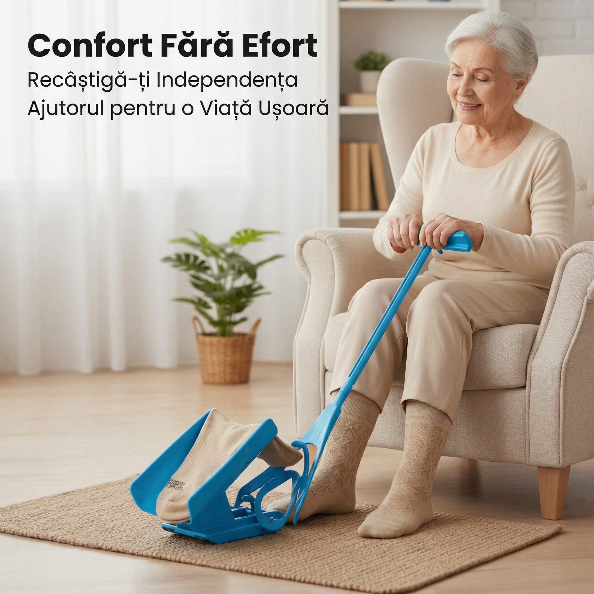 Ajutor pentru Șosete pentru Vârstnici, Femei Însărcinate și Persoane cu Dizabilități, cu Bază de Sprijin