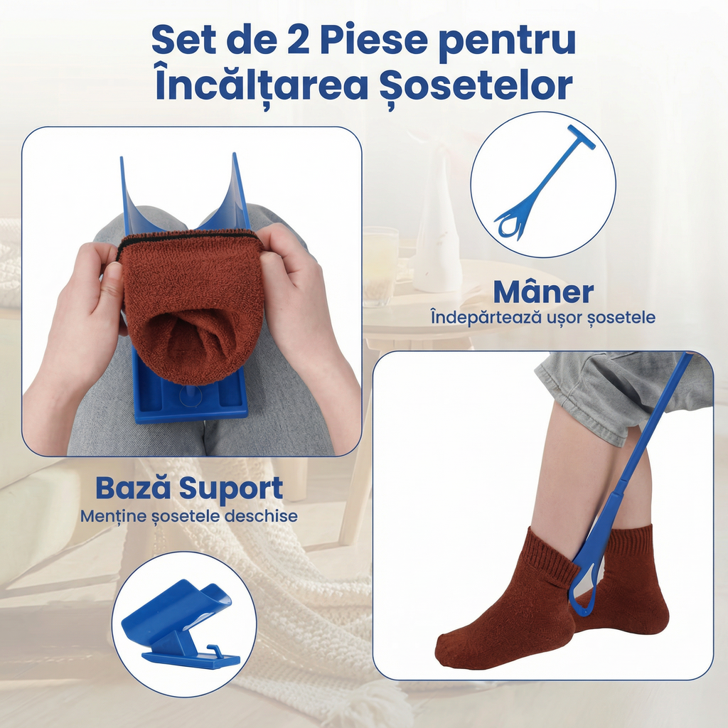 Ajutor pentru Șosete pentru Vârstnici, Femei Însărcinate și Persoane cu Dizabilități, cu Bază de Sprijin