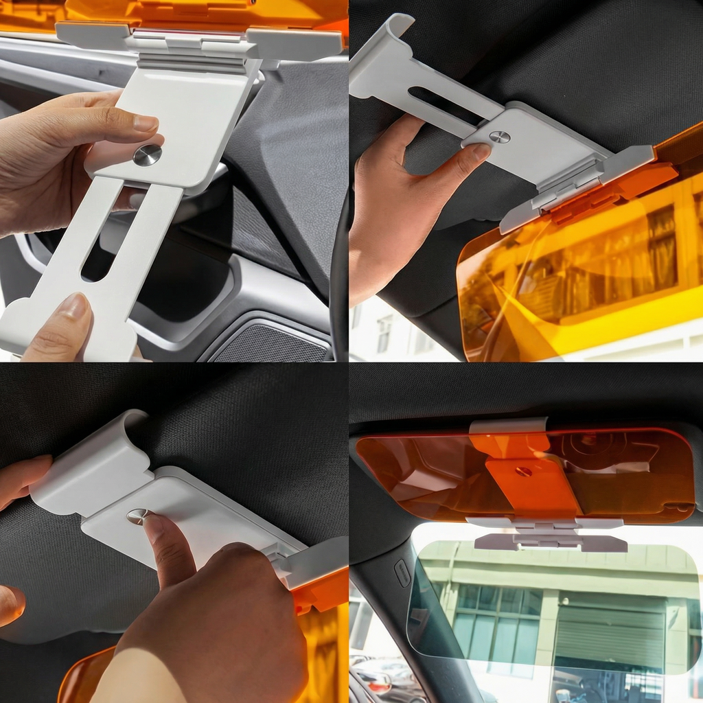 Parasolar 2 în 1 Polarizat pentru Parbriz cu Reducere a Reflexelor și Protecție UV, Potrivit pentru Utilizare Zi și Noapte