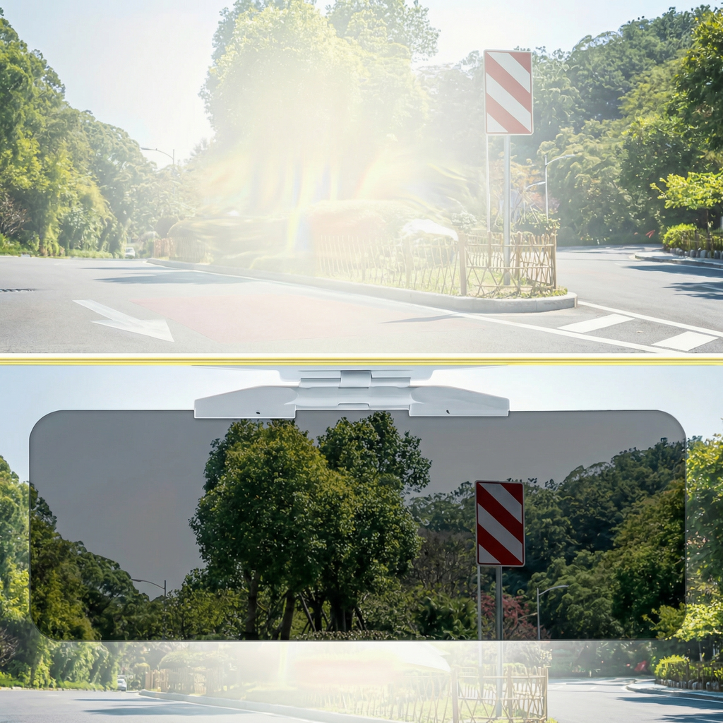 Parasolar 2 în 1 Polarizat pentru Parbriz cu Reducere a Reflexelor și Protecție UV, Potrivit pentru Utilizare Zi și Noapte