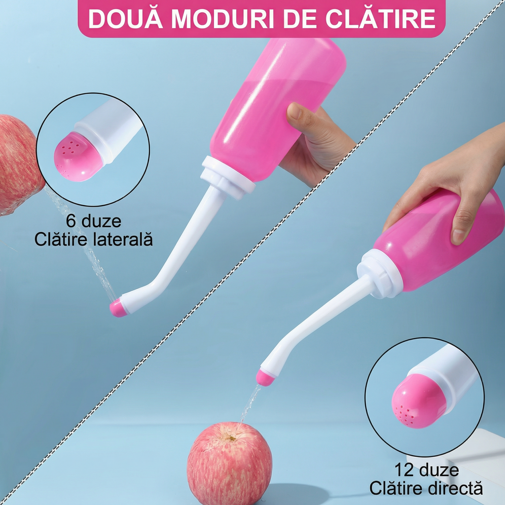 Bidet Personal Portabil 350ml - Îngrijire Delicată Postpartum și Feminină, Două Tipuri de Spălare, Directă și Laterală
