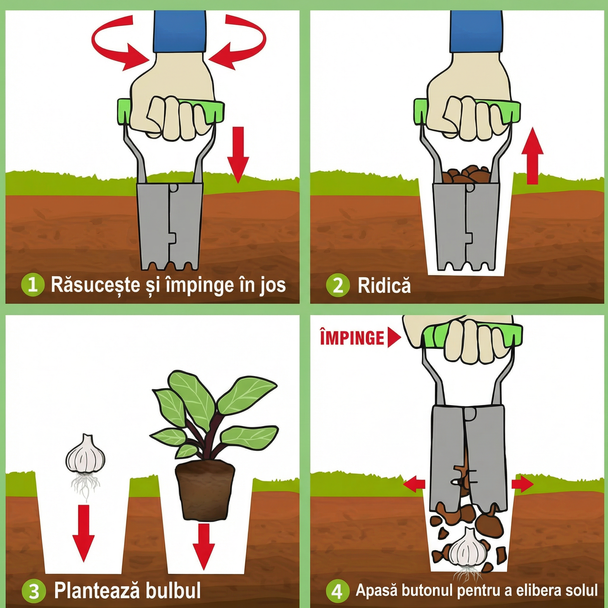Instrument pentru Plantarea de Plante din Oțel Inoxidabil