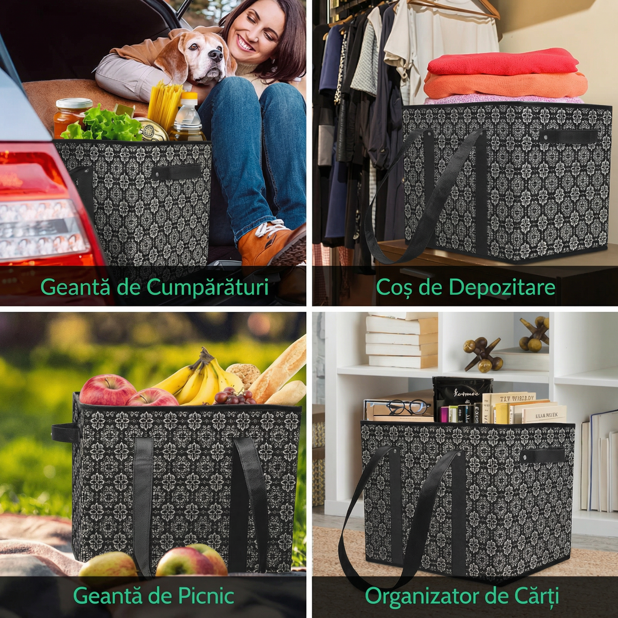 Set de 3 Saci Reutilizabili pentru Cumpărături