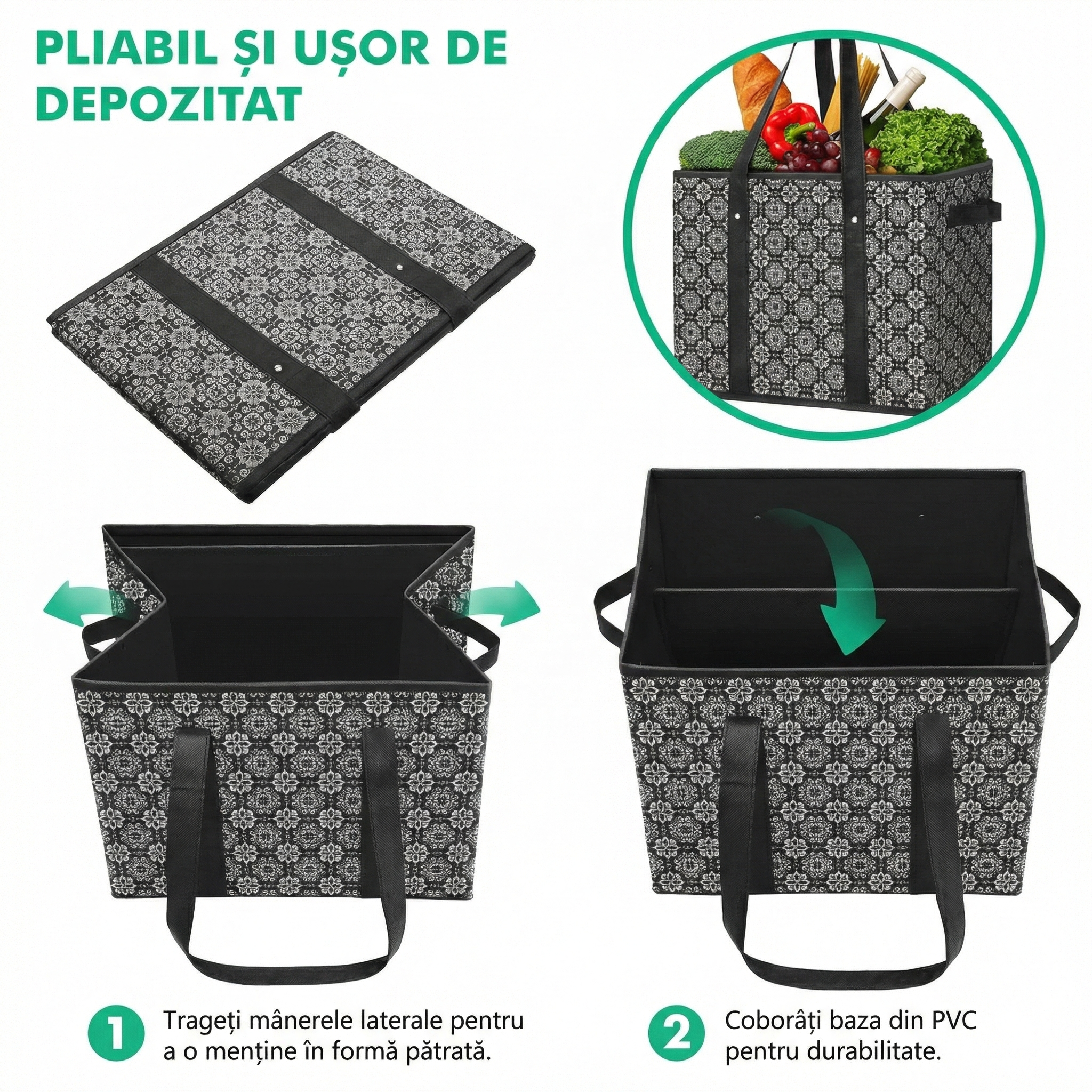 Set de 3 Saci Reutilizabili pentru Cumpărături