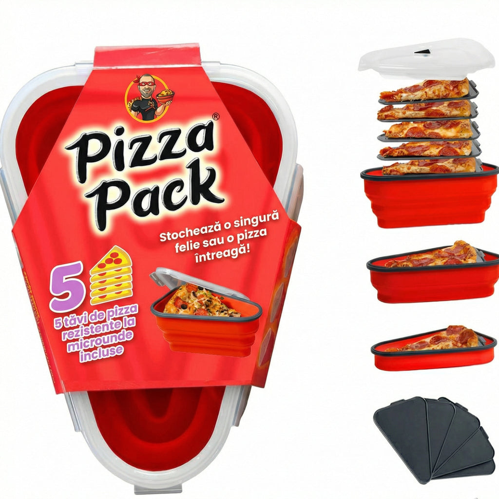 Caserolă Pliabilă pentru Pizza - cu 5 Tăvi Incluse