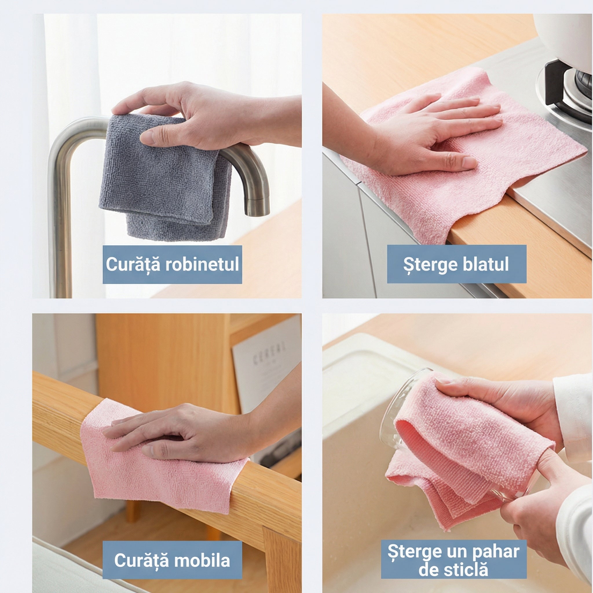 RolaMagică - Prosoape de Bucătărie Reutilizabile pentru Curățare din Microfibră