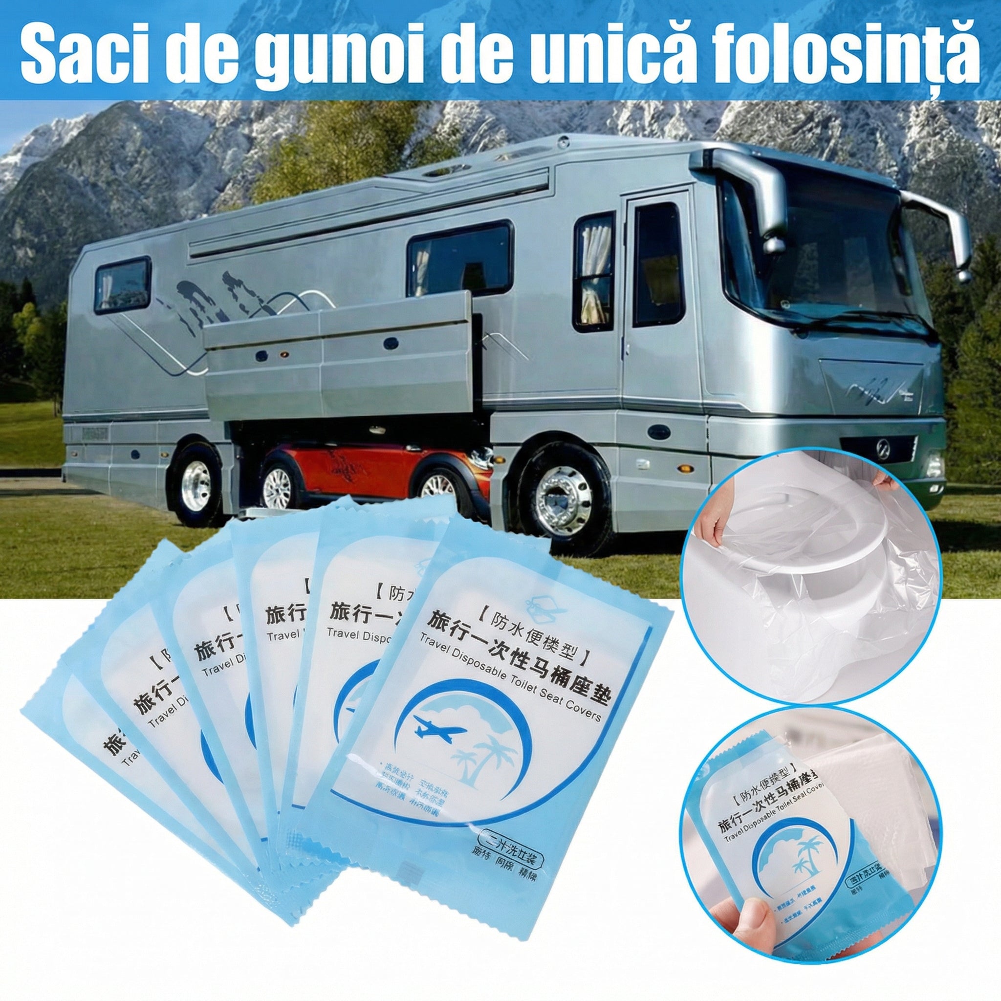 Set 50 Bucăți Autocolante de Toaletă de Unică Folosință