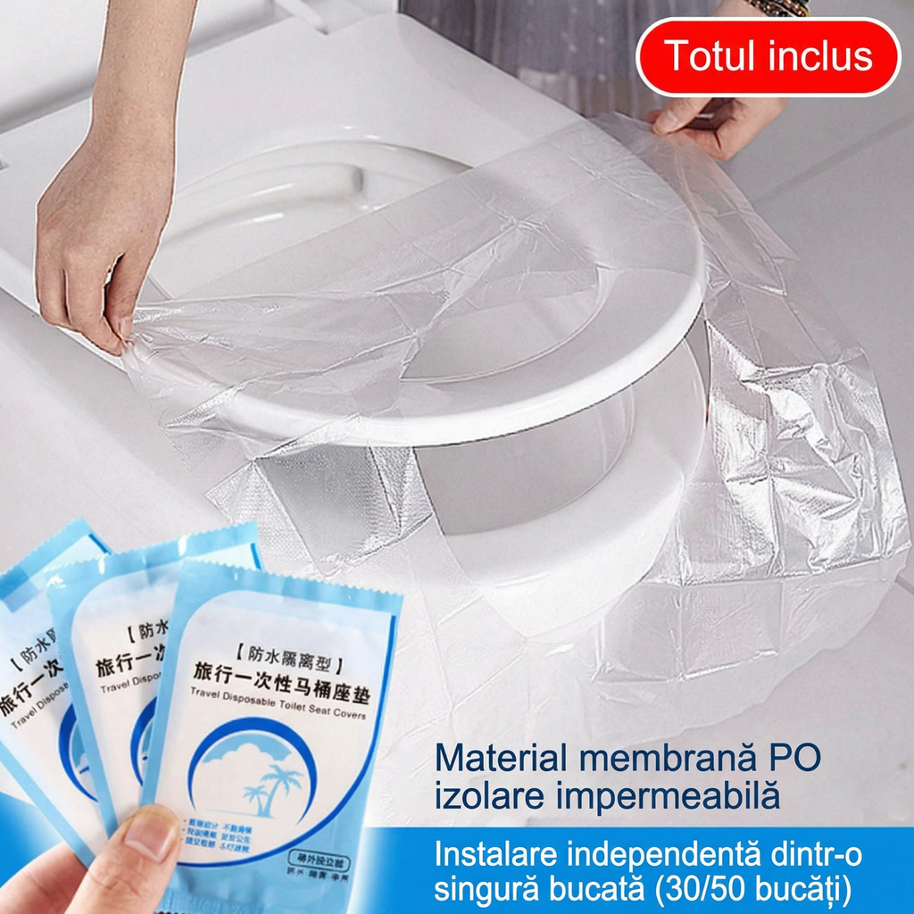 Set 50 Bucăți Autocolante de Toaletă de Unică Folosință