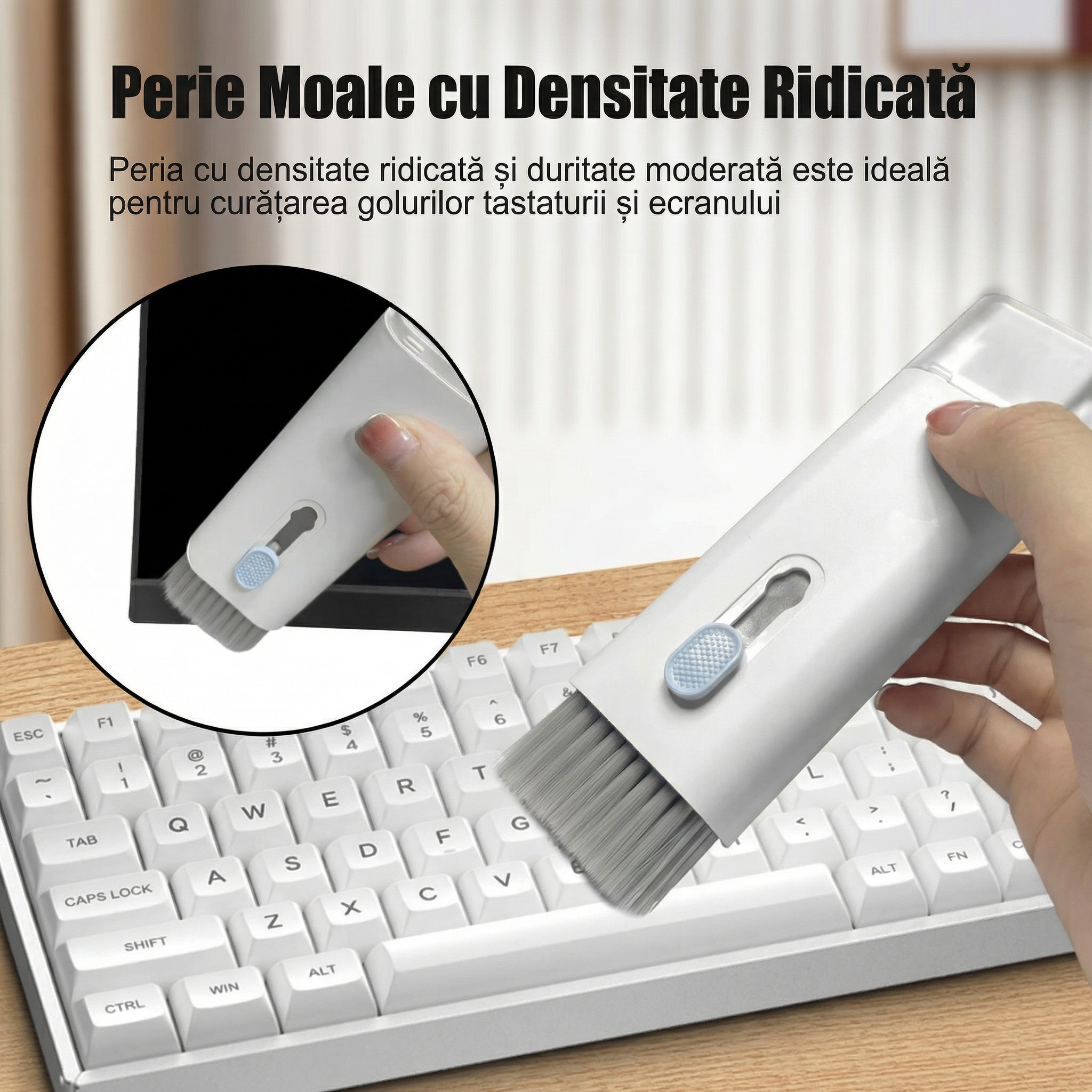 Kit Multifuncțional de Curățare Produse Electronice 7 în 1 cu Microfibră, Suport Telefon, Pulverizator și Perie pentru Electronice, pentru Laptop, Tastatură