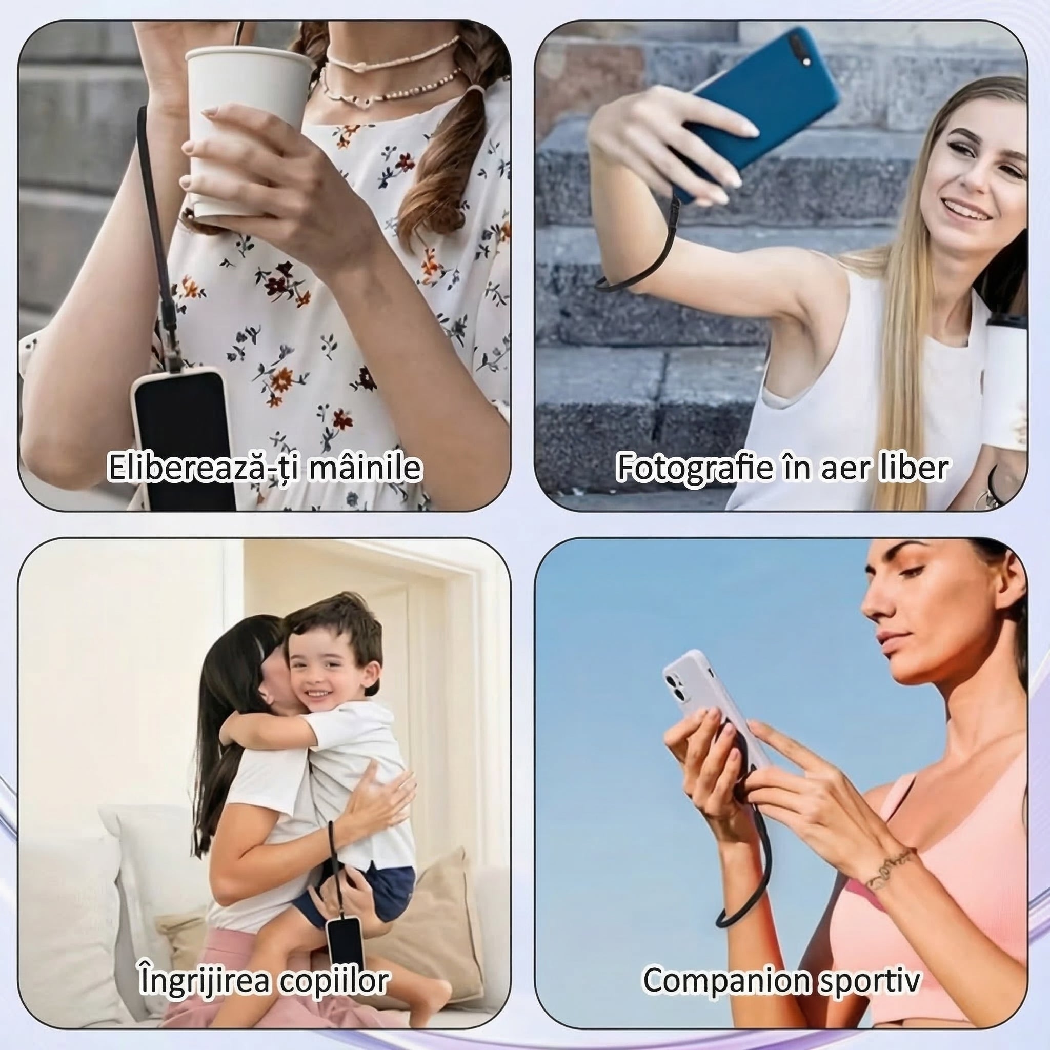 Brățară Premium Antifurt pentru Telefon Mobil, Rotativă 360° cu Închidere Autoblocantă Reglabilă