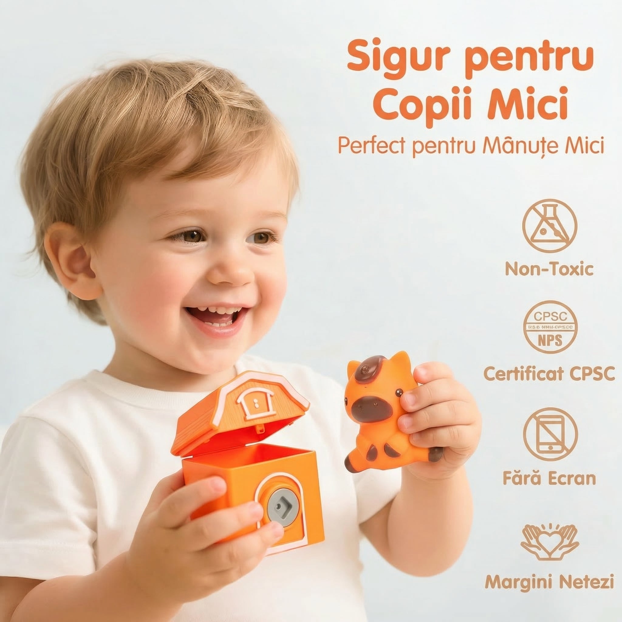 Trenulețul Magic - Set Interactiv de Joacă pentru Copii cu Ferma Animalelor pe Numere pentru Învățare, Păpuși pentru Degete și Cuburi