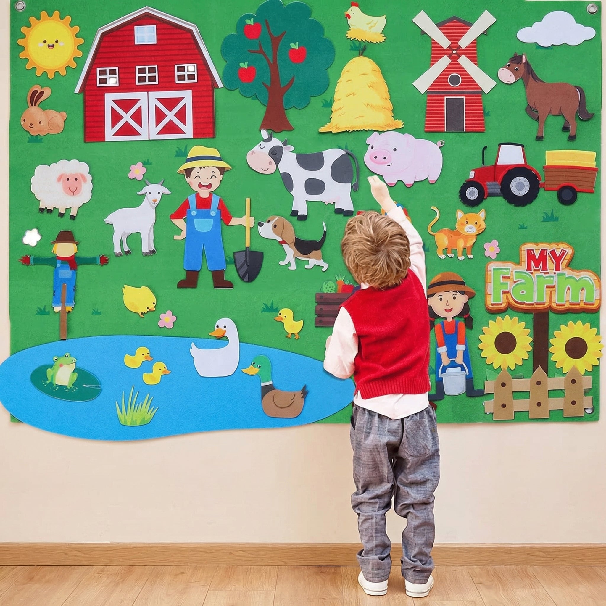 Jucărie Educațională Montessori Animale de Fermă din Pâslă