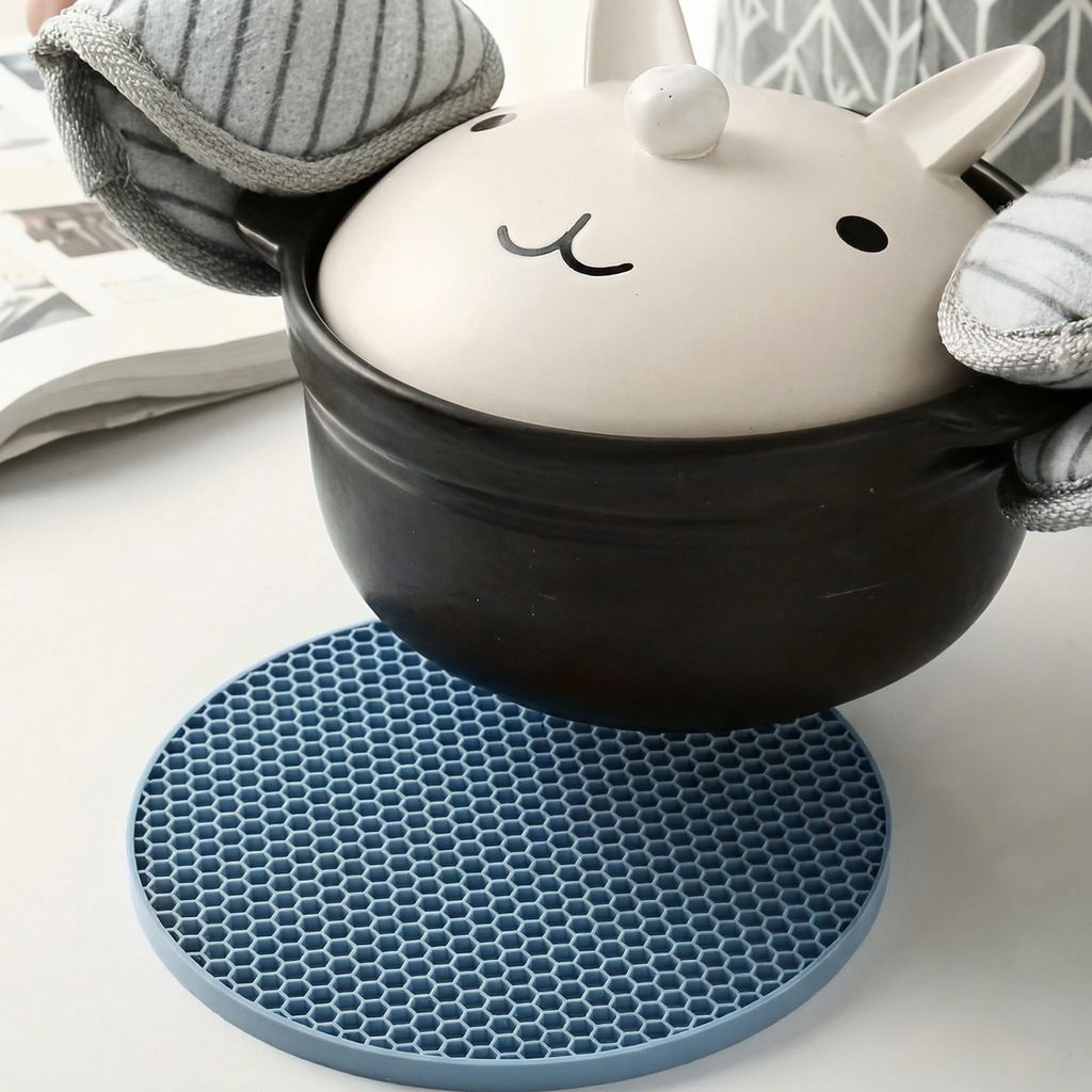 Set de 4 Suporturi Rotunde din Silicon Rezistente la Căldură, Antiderapante