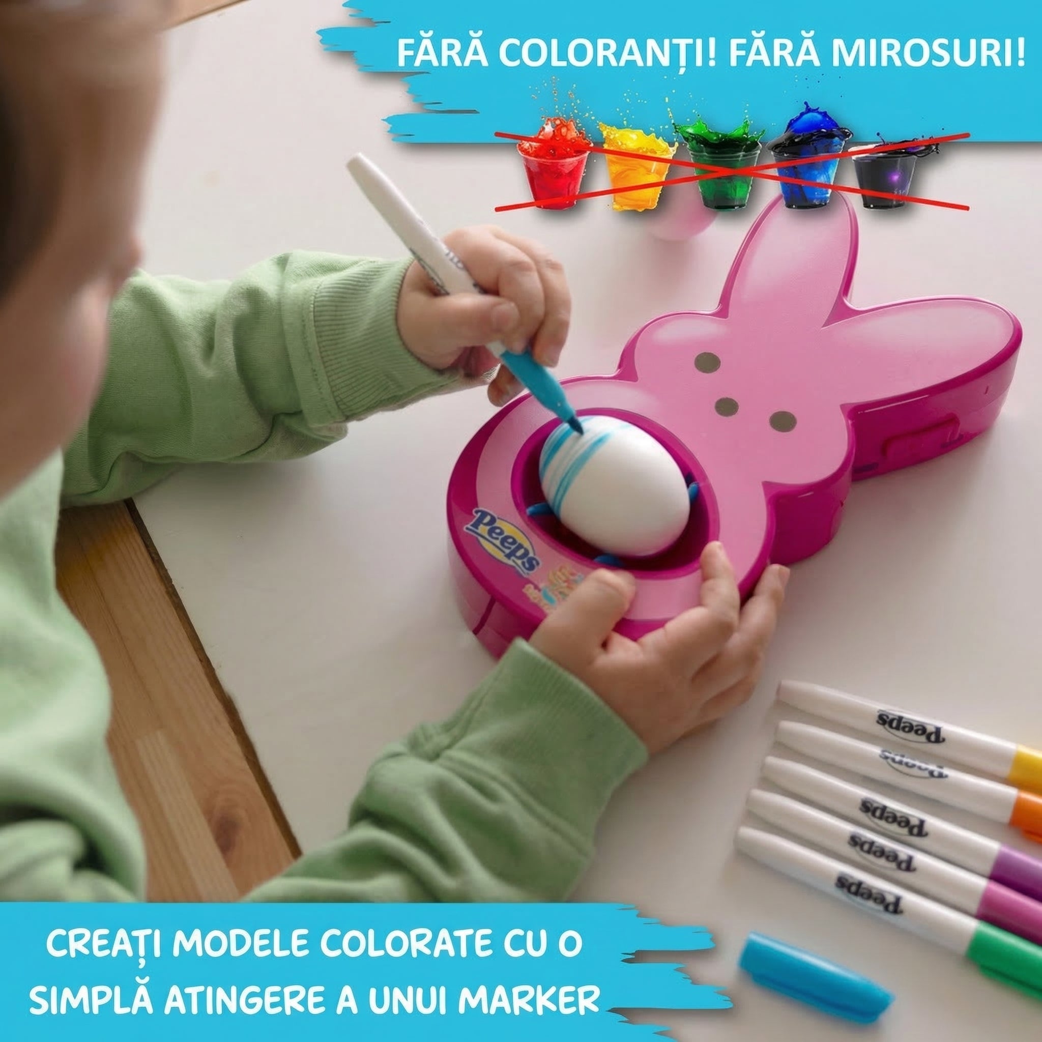Kit Creativ Ouă Colorate – 6 Markere, Non-Toxic, pentru Copii 3+
