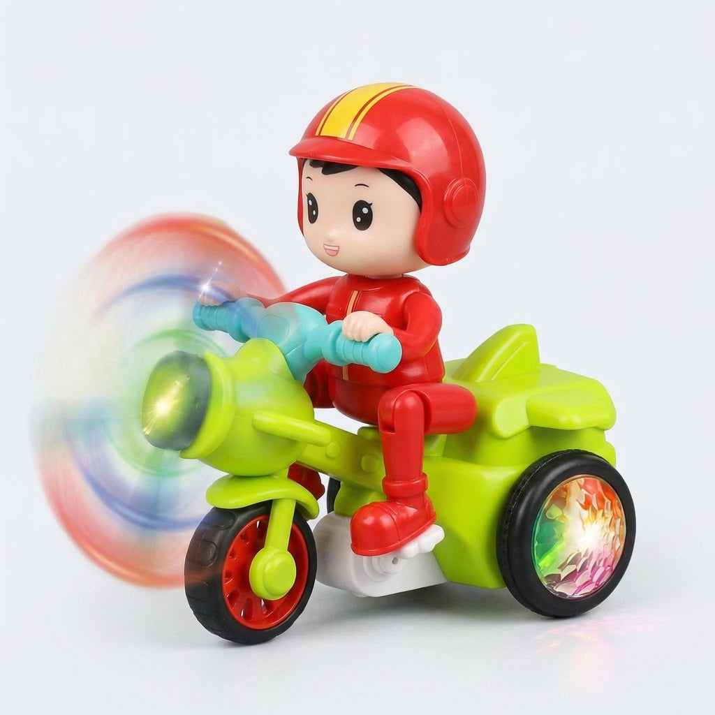 Motocicletă cu Lumini pentru Copii – Jucărie Interactivă cu Băiețel, Roșie