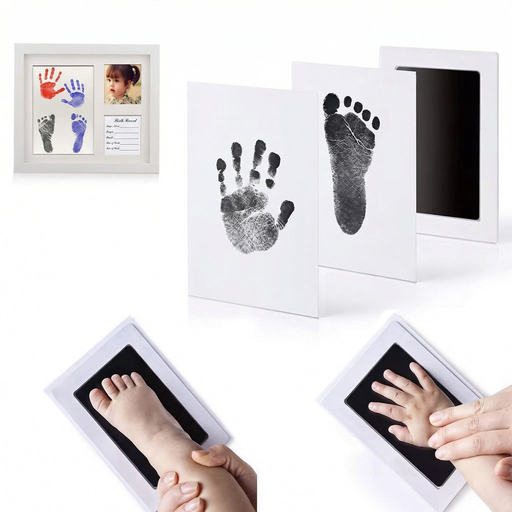 Set Amprente Bebeluș Premium – Ramă Foto + Ink Pad Fără Contact