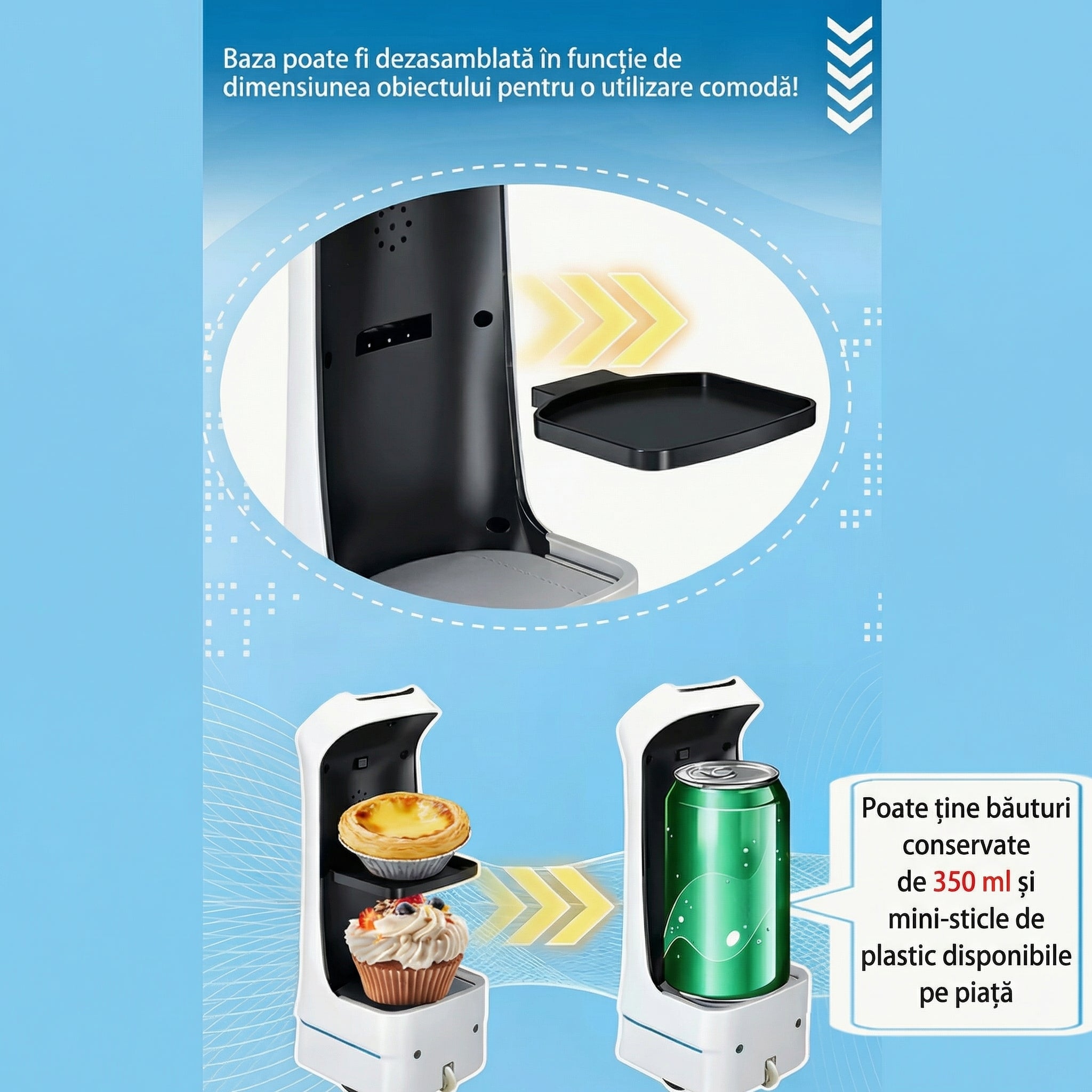 Mini Robot RC pentru Servire cu Telecomandă