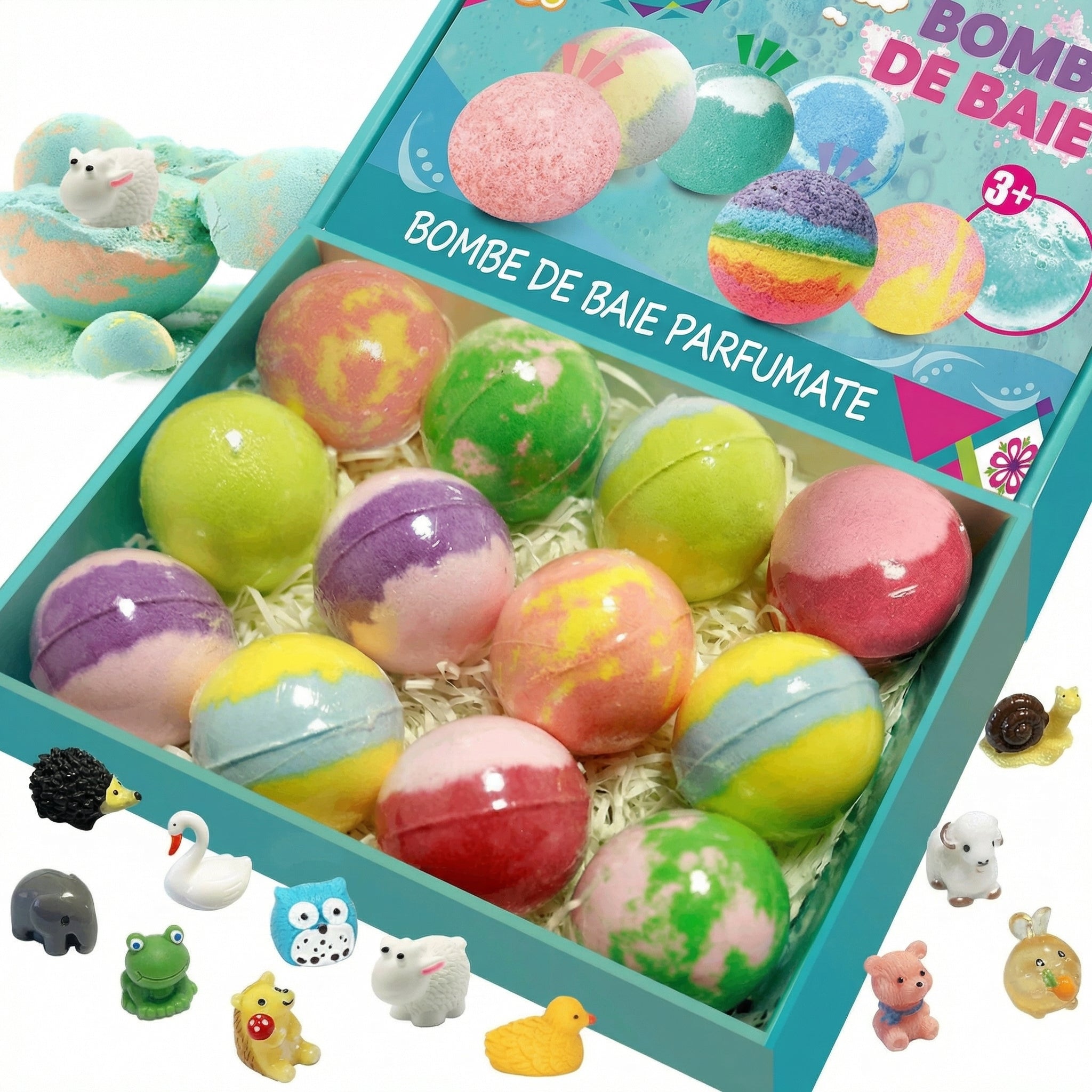 MagicBath Surprise™ – Set 12 Bombe Efervescente de Baie pentru Copii cu Jucării Surpriză