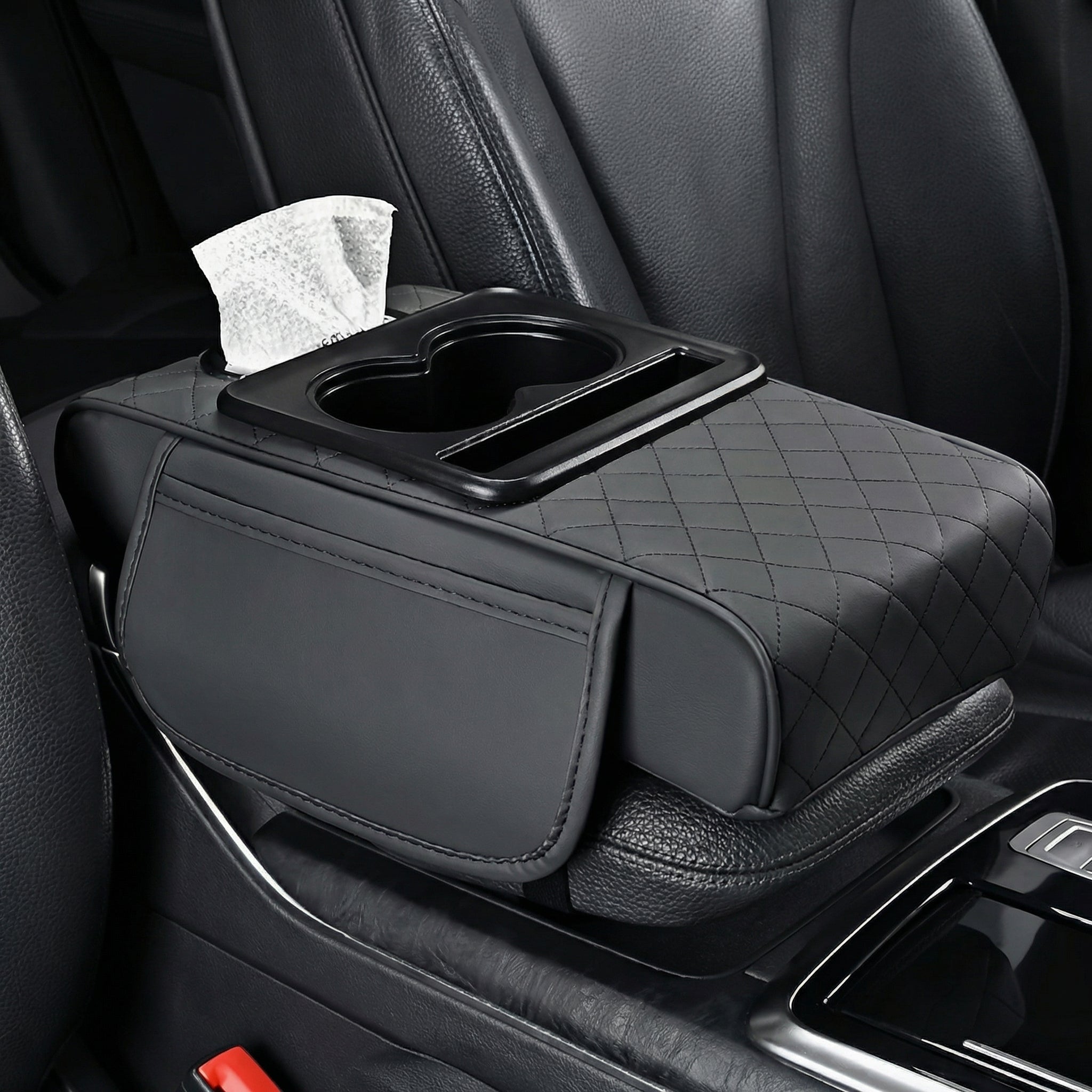 Suport Ergonomic pentru Cotieră Auto din Piele