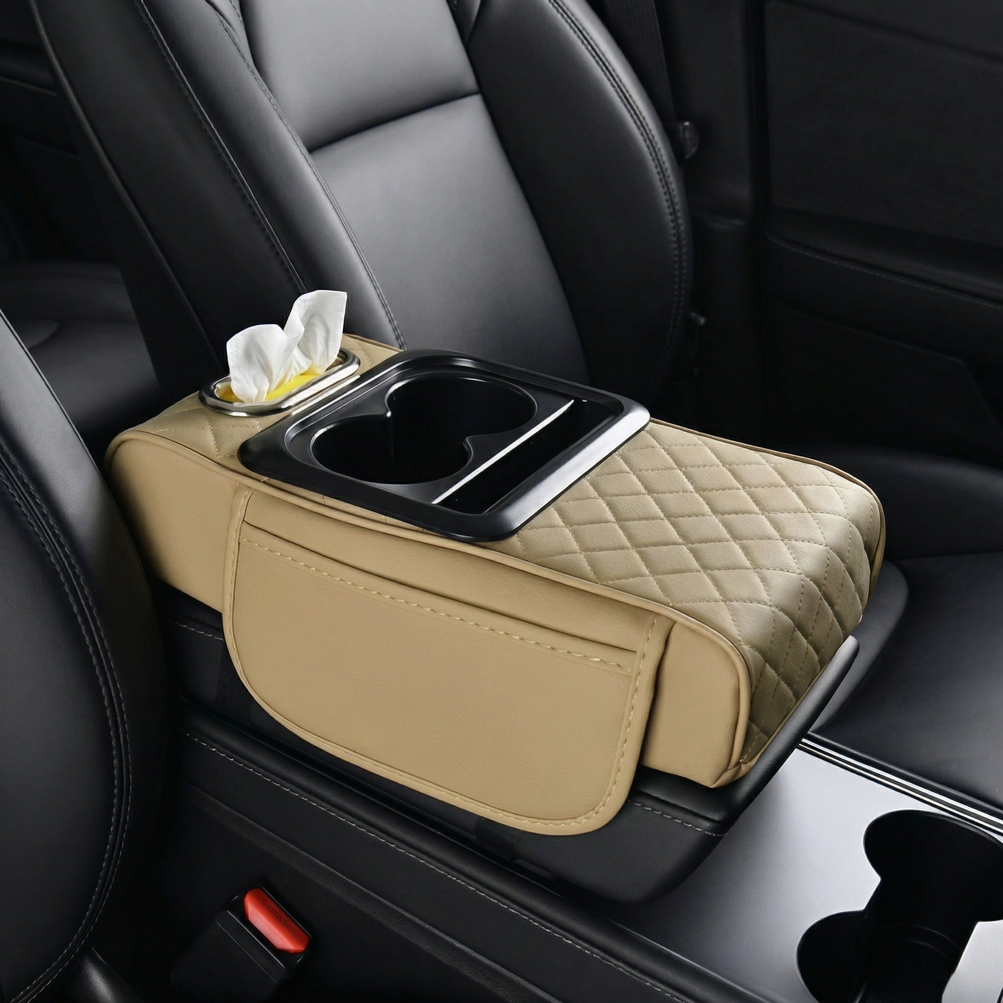 Suport Ergonomic pentru Cotieră Auto din Piele