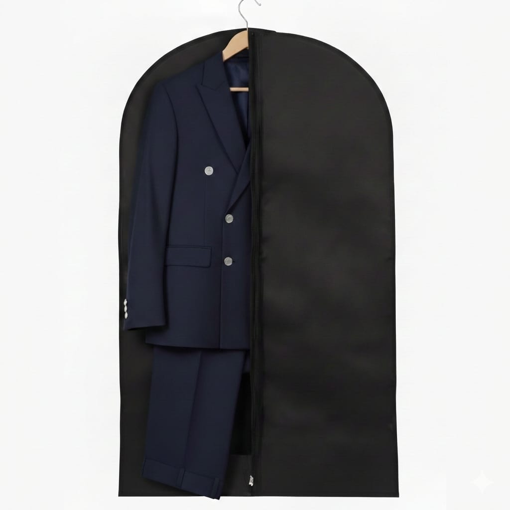 Husa pentru haine pe umeras, impermeabila, pentru costume si rochii, protectie garderoba