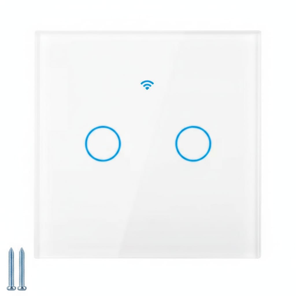 Intrerupator dublu cu touch din Sticla Securizata, LED