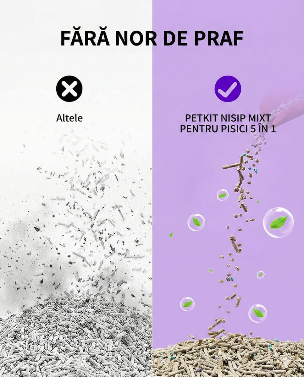 Kit 4 Nisip litiera mixt, tofu si bentonita PETKIT 5 in 1 Mixed Cat Litter, absorbtie rapida