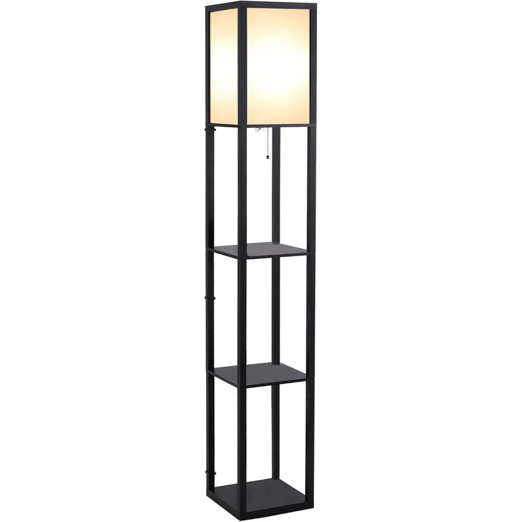 Lampa de Podea cu 3 rafturi si lumina ambientala, varianta neagra 26 x 26 x 160 cm