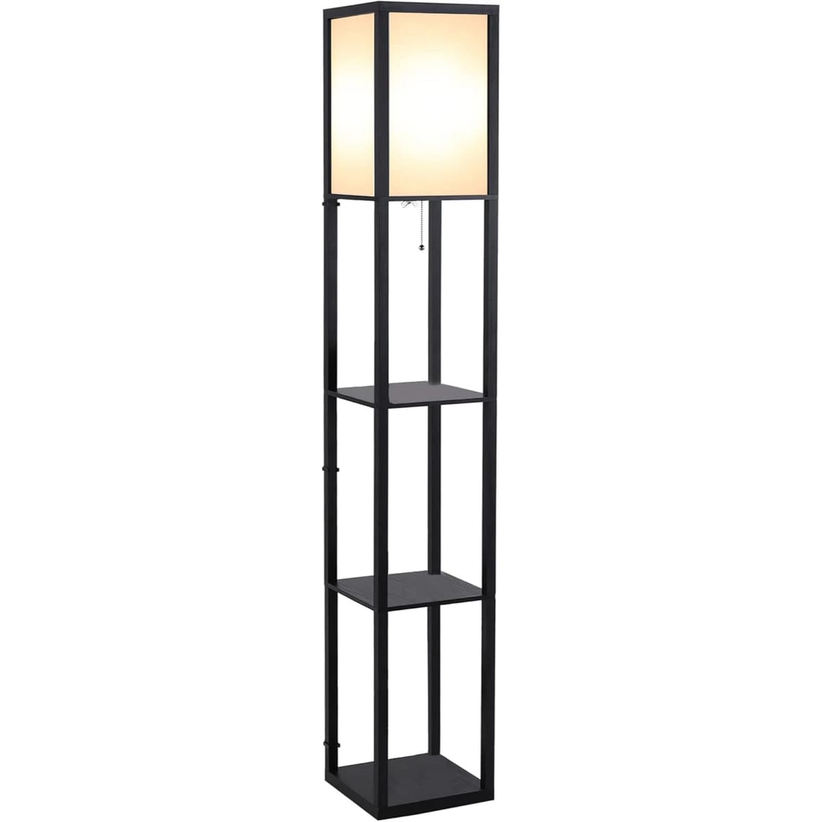 Lampa de Podea cu 3 rafturi si lumina ambientala, varianta neagra 26 x 26 x 160 cm