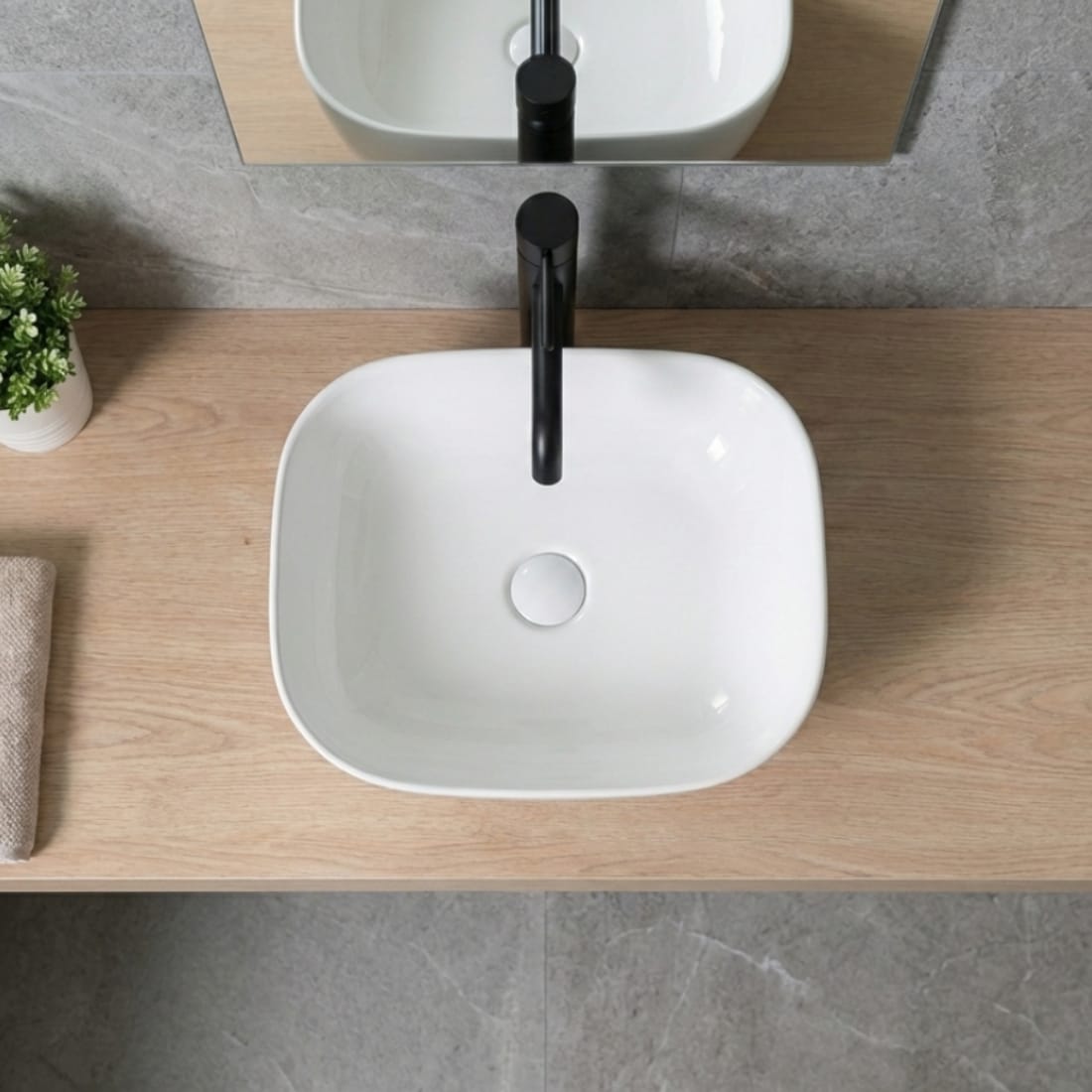 Lavoar Blat Delmar Slim, Ceramică Alb Lucios, Design Elegant și Subțire