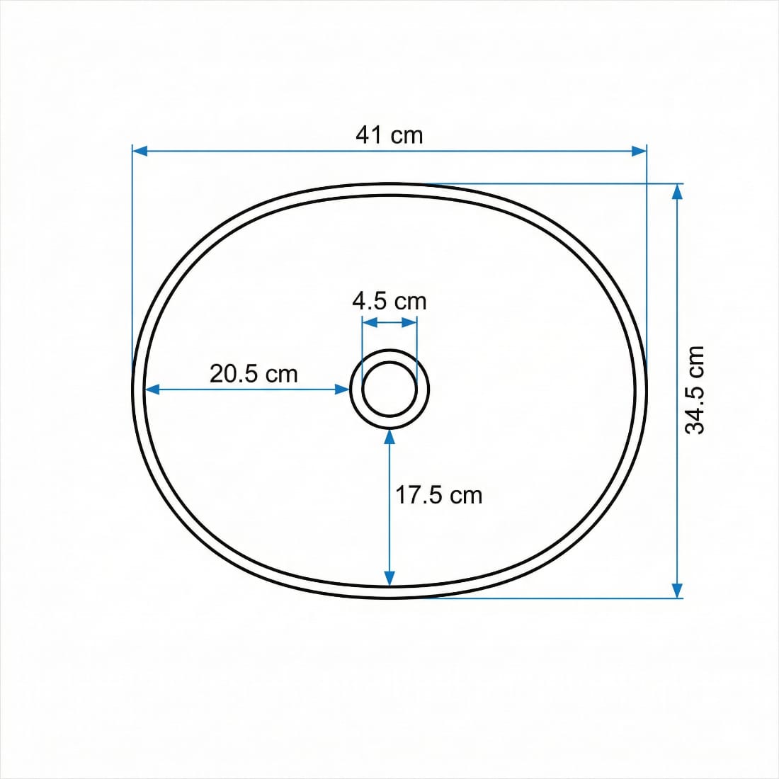 Lavoar pe blat Slim Edge alb lucios, 410x345x150 mm