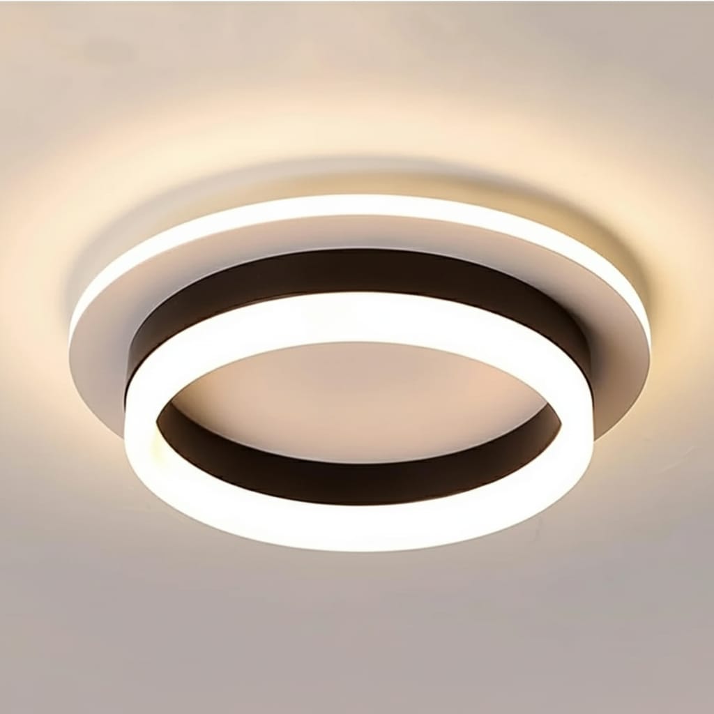 Lustra LED tavan RING neagra 50W, echivalent 200W, lustra rotunda minimalista 20cm