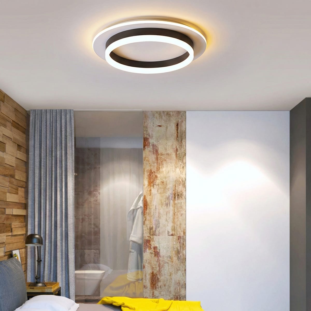 Lustra LED tavan RING neagra 50W, echivalent 200W, lustra rotunda minimalista 20cm