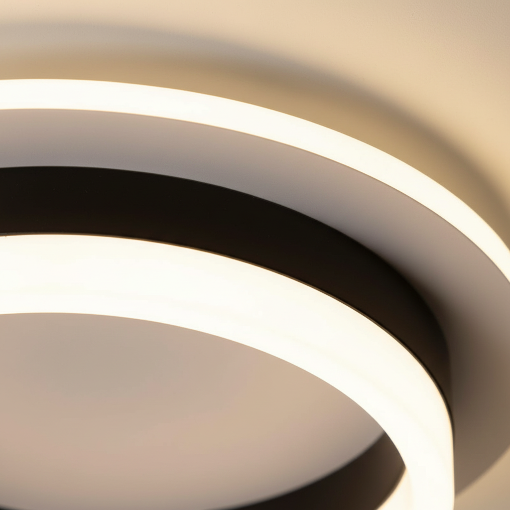 Lustra LED tavan RING neagra 50W, echivalent 200W, lustra rotunda minimalista 20cm