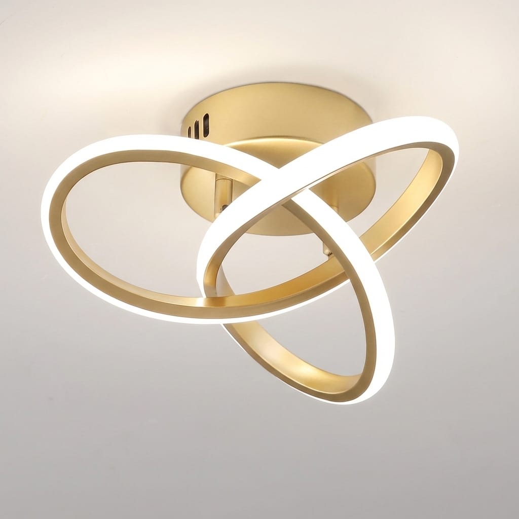 Lustra LED tavan TWO RINGS aurie 48W, echivalent 200W, lustra rotunda aurie moderna