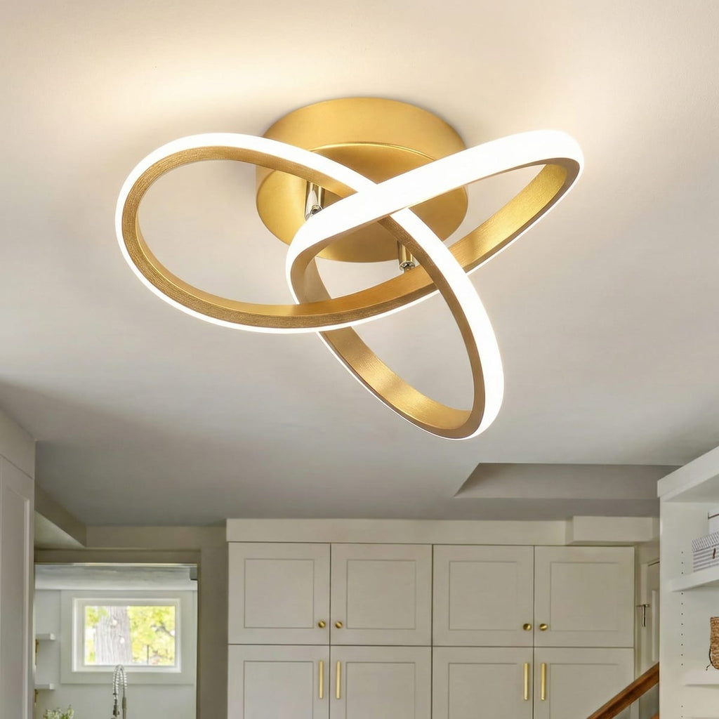 Lustra LED tavan TWO RINGS aurie 48W, echivalent 200W, lustra rotunda aurie moderna